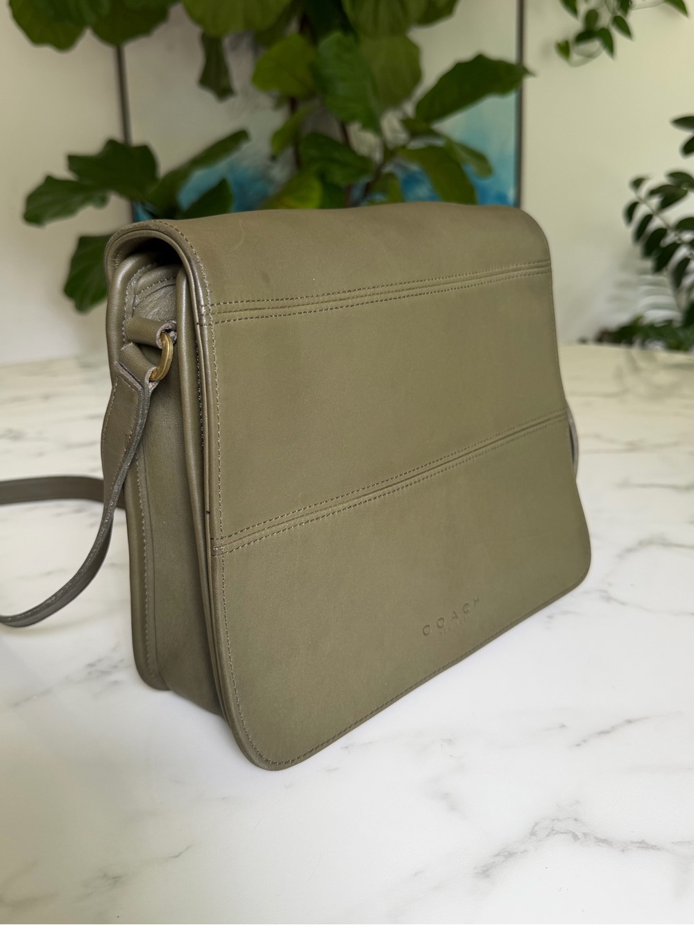 Coach Vintage Tribeca Flap Leather Crossbody Bag 9092 Loden Green 90's USA - Picture 3 of 16